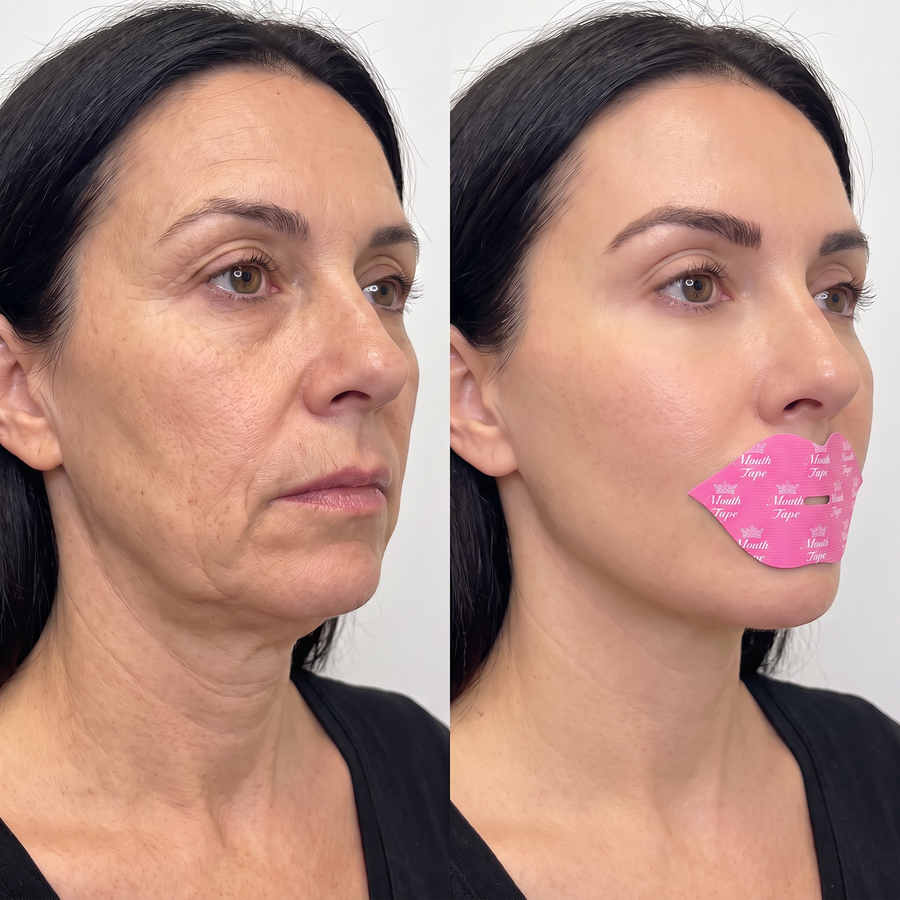 Before and after using Veloura mouth tape